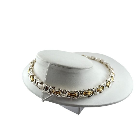 Krementz Two Tone Gold Silver Link Collar Necklace Vintage Designer Jewelry - Picture 6 of 9